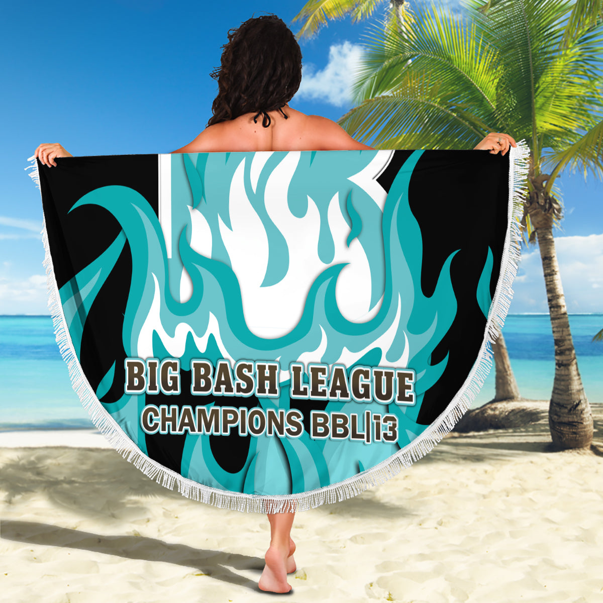 Personalised BBL Brisbane Heat Beach Blanket 2nd Champions 2024 New History