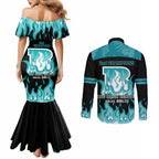 Personalised BBL Brisbane Heat Couples Matching Mermaid Dress and Long Sleeve Button Shirt 2nd Champions 2024 New History