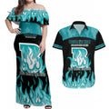 Personalised BBL Brisbane Heat Couples Matching Off Shoulder Maxi Dress and Hawaiian Shirt 2nd Champions 2024 New History
