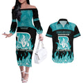 Personalised BBL Brisbane Heat Couples Matching Off The Shoulder Long Sleeve Dress and Hawaiian Shirt 2nd Champions 2024 New History