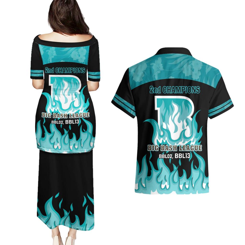 Personalised BBL Brisbane Heat Couples Matching Puletasi and Hawaiian Shirt 2nd Champions 2024 New History