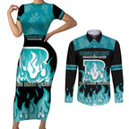 Personalised BBL Brisbane Heat Couples Matching Short Sleeve Bodycon Dress and Long Sleeve Button Shirt 2nd Champions 2024 New History