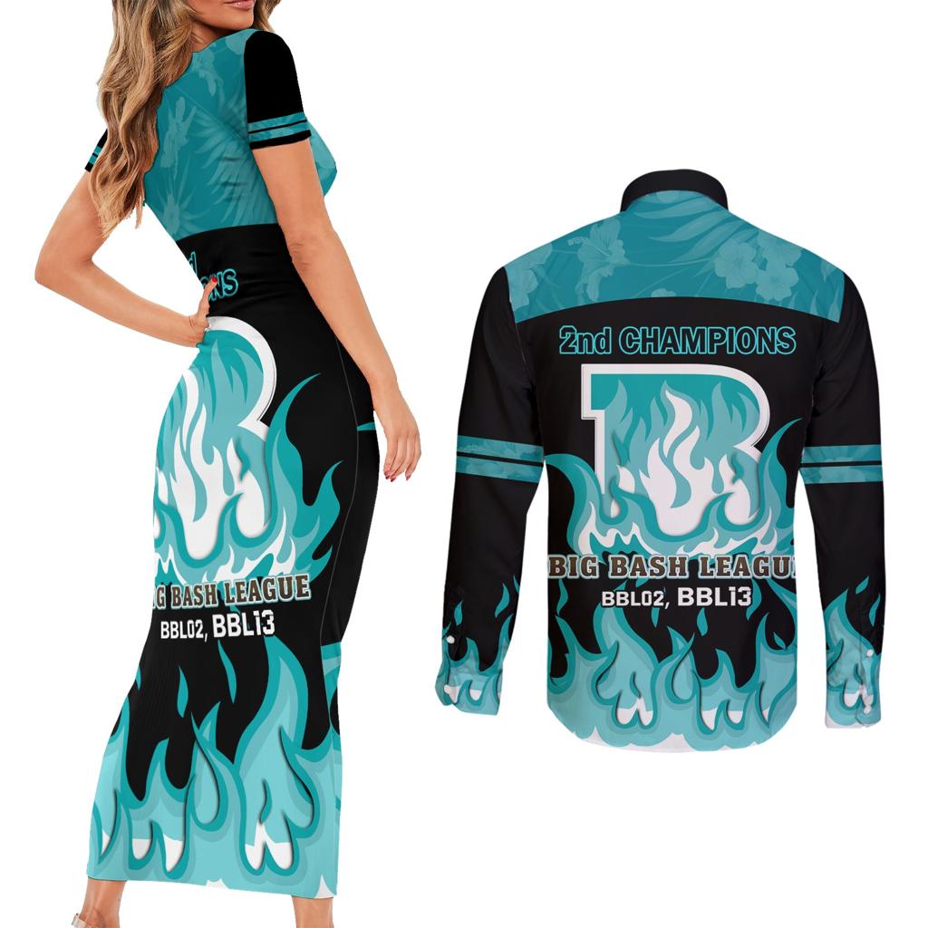 Personalised BBL Brisbane Heat Couples Matching Short Sleeve Bodycon Dress and Long Sleeve Button Shirt 2nd Champions 2024 New History