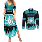 Personalised BBL Brisbane Heat Couples Matching Summer Maxi Dress and Long Sleeve Button Shirt 2nd Champions 2024 New History