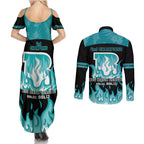Personalised BBL Brisbane Heat Couples Matching Summer Maxi Dress and Long Sleeve Button Shirt 2nd Champions 2024 New History