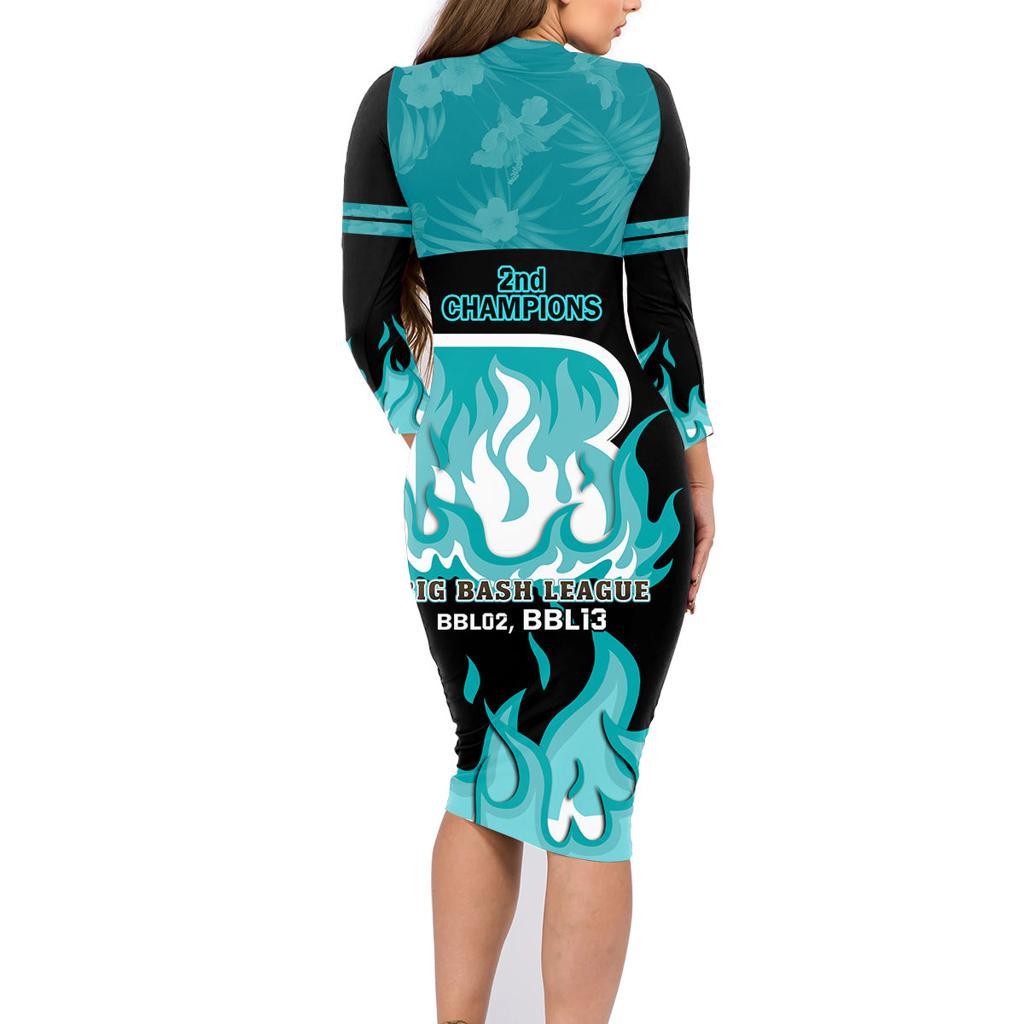 Personalised BBL Brisbane Heat Family Matching Long Sleeve Bodycon Dress and Hawaiian Shirt 2nd Champions 2024 New History