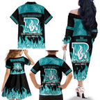 Personalised BBL Brisbane Heat Family Matching Off Shoulder Long Sleeve Dress and Hawaiian Shirt 2nd Champions 2024 New History