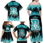 Personalised BBL Brisbane Heat Family Matching Off Shoulder Maxi Dress and Hawaiian Shirt 2nd Champions 2024 New History