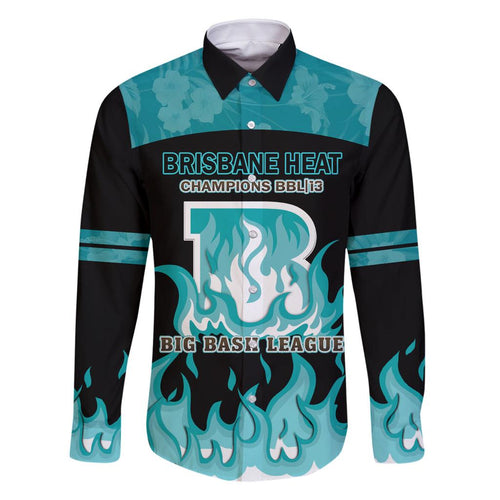 Personalised BBL Brisbane Heat Family Matching Off Shoulder Maxi Dress and Hawaiian Shirt 2nd Champions 2024 New History