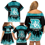Personalised BBL Brisbane Heat Family Matching Off Shoulder Short Dress and Hawaiian Shirt 2nd Champions 2024 New History