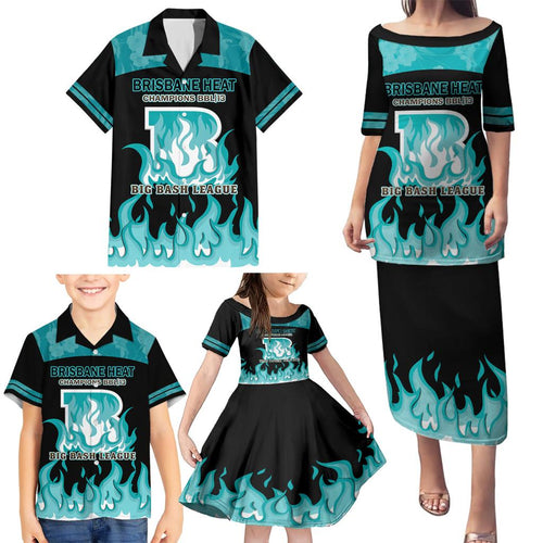 Personalised BBL Brisbane Heat Family Matching Puletasi and Hawaiian Shirt 2nd Champions 2024 New History