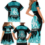Personalised BBL Brisbane Heat Family Matching Short Sleeve Bodycon Dress and Hawaiian Shirt 2nd Champions 2024 New History