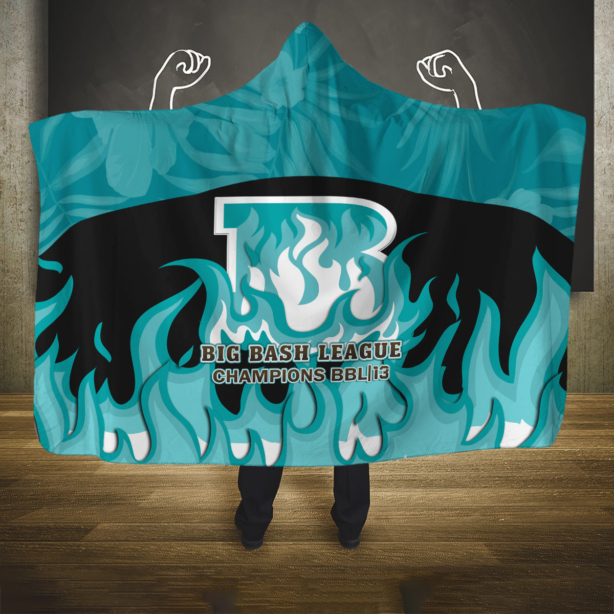 Personalised BBL Brisbane Heat Hooded Blanket 2nd Champions 2024 New History