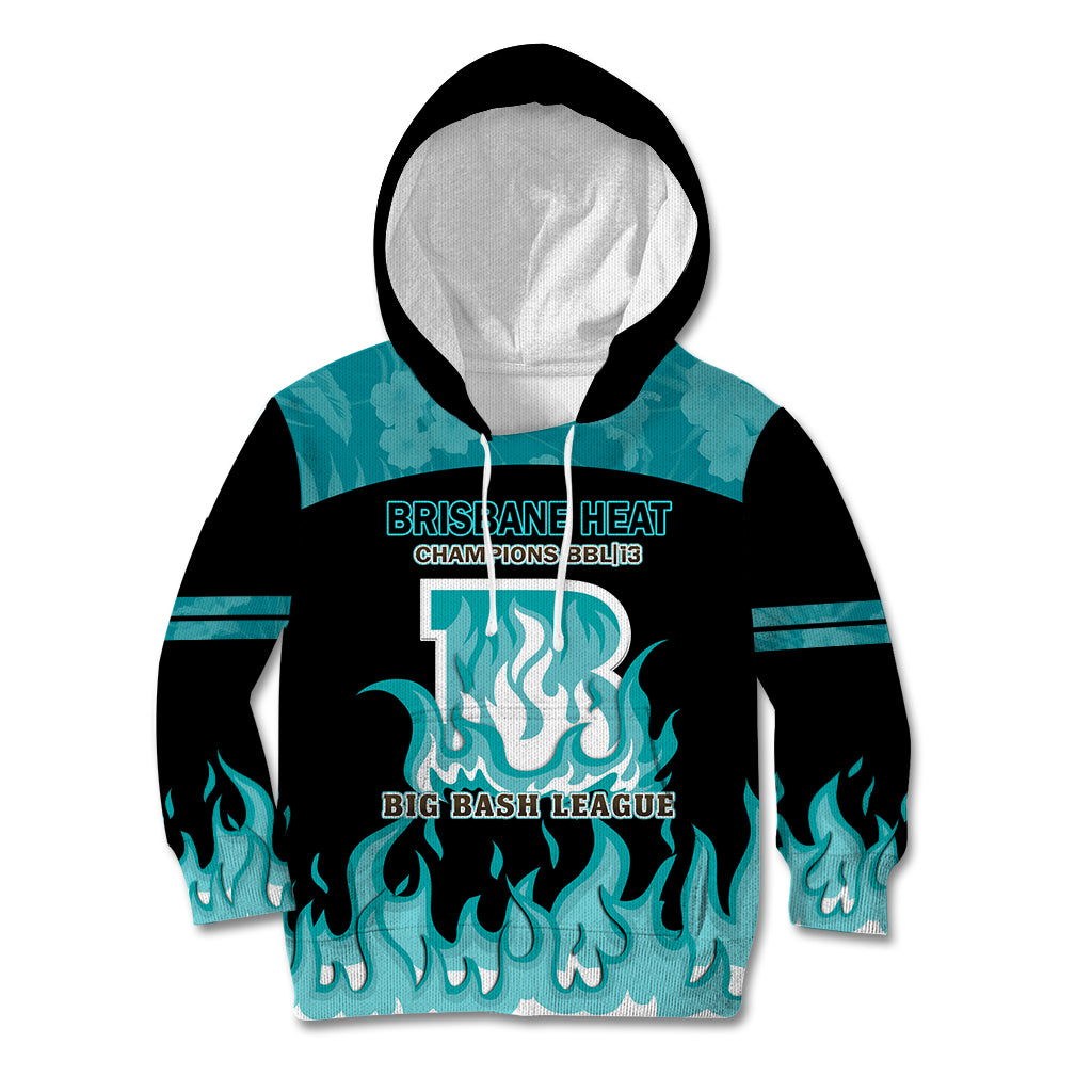 Personalised BBL Brisbane Heat Kid Hoodie 2nd Champions 2024 New History