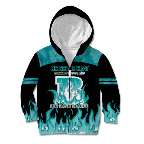 Personalised BBL Brisbane Heat Kid Hoodie 2nd Champions 2024 New History