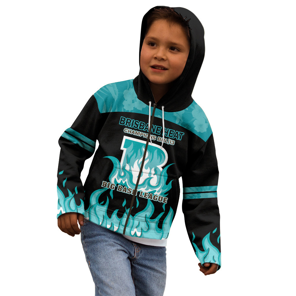 Personalised BBL Brisbane Heat Kid Hoodie 2nd Champions 2024 New History