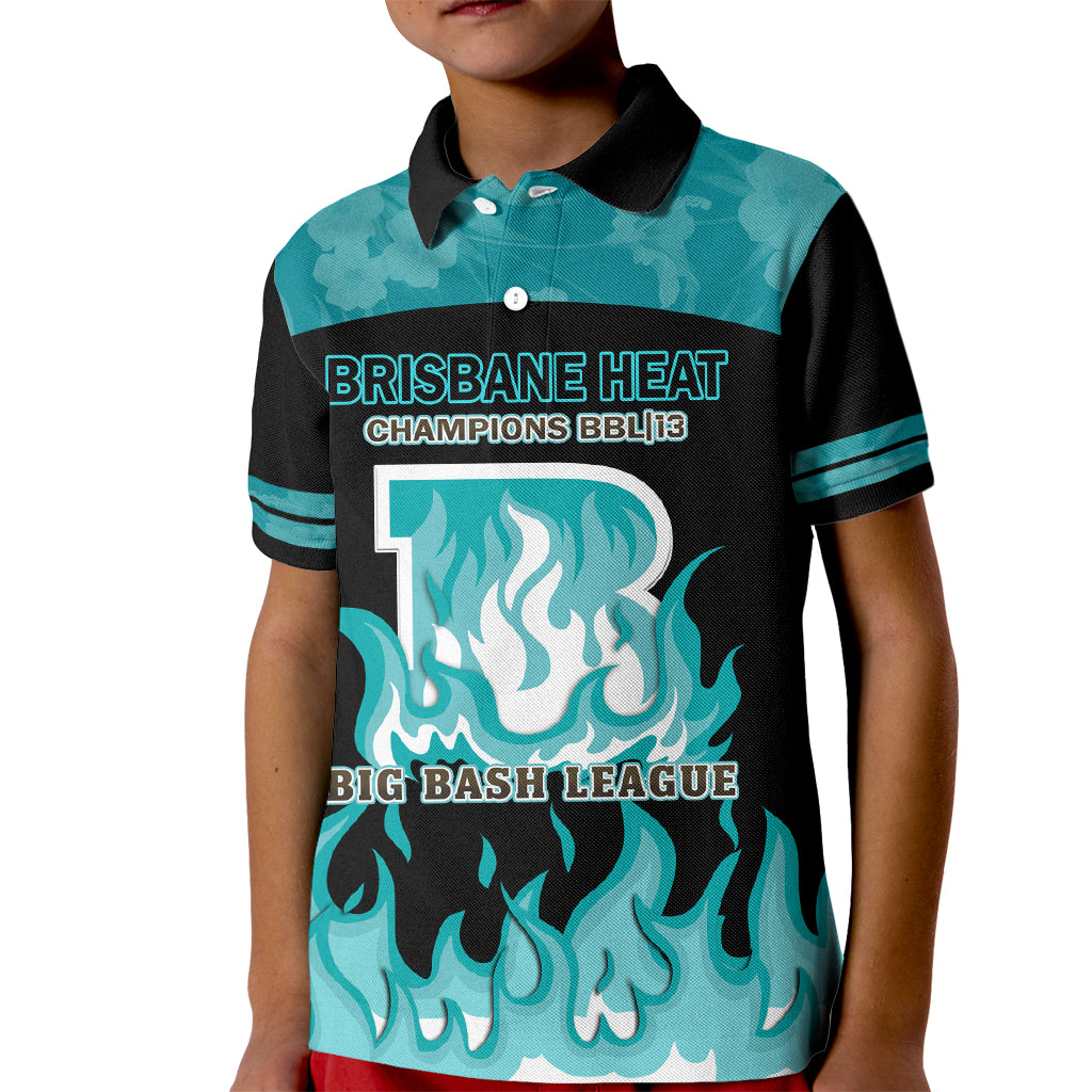 Personalised BBL Brisbane Heat Kid Polo Shirt 2nd Champions 2024 New History