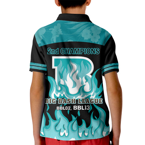 Personalised BBL Brisbane Heat Kid Polo Shirt 2nd Champions 2024 New History