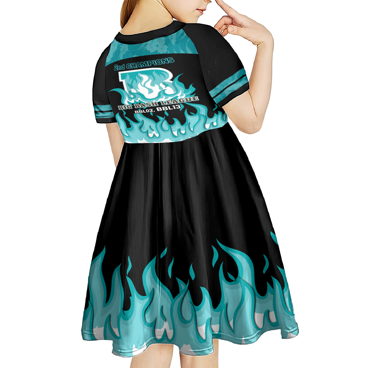 Personalised BBL Brisbane Heat Kid Short Sleeve Dress 2nd Champions 2024 New History