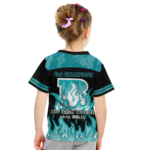 Personalised BBL Brisbane Heat Kid T Shirt 2nd Champions 2024 New History