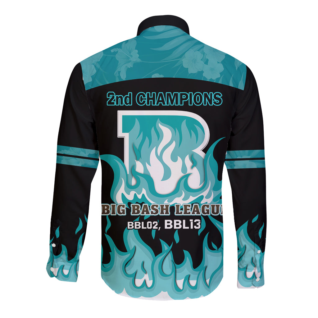 Personalised BBL Brisbane Heat Long Sleeve Button Shirt 2nd Champions 2024 New History