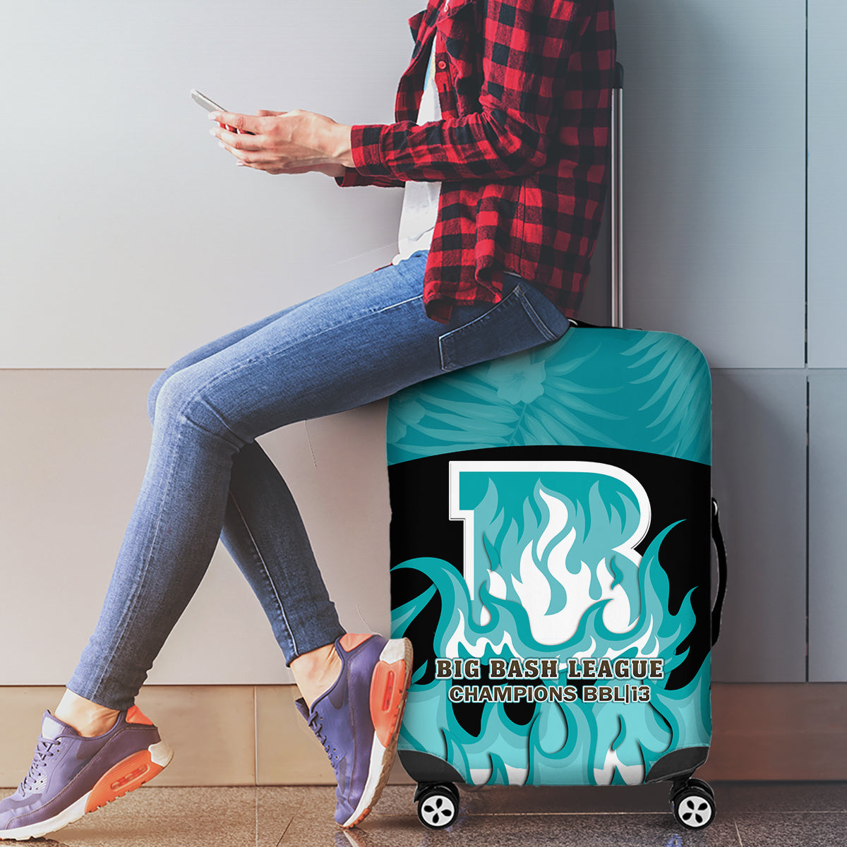 Personalised BBL Brisbane Heat Luggage Cover 2nd Champions 2024 New History