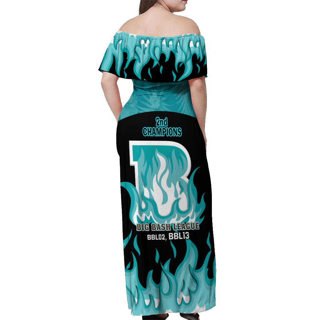 Personalised BBL Brisbane Heat Off Shoulder Maxi Dress 2nd Champions 2024 New History