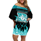Personalised BBL Brisbane Heat Off Shoulder Short Dress 2nd Champions 2024 New History