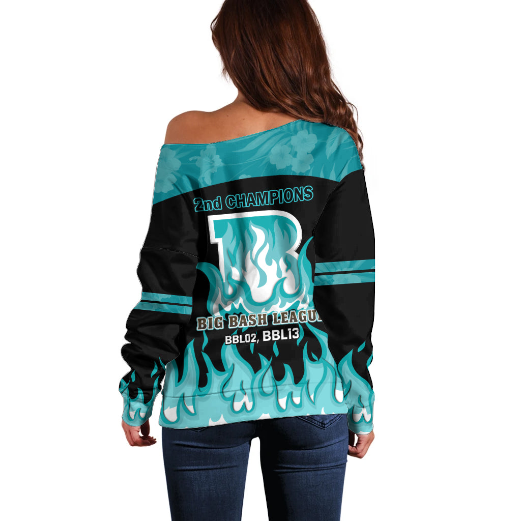 Personalised BBL Brisbane Heat Off Shoulder Sweater 2nd Champions 2024 New History
