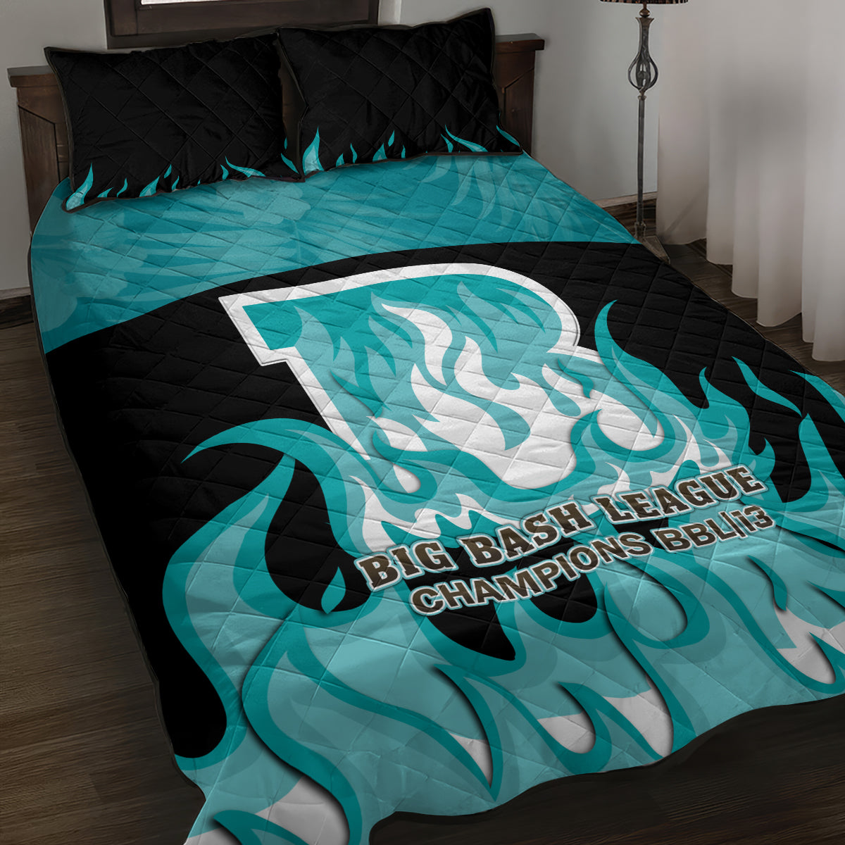 Personalised BBL Brisbane Heat Quilt Bed Set 2nd Champions 2024 New History