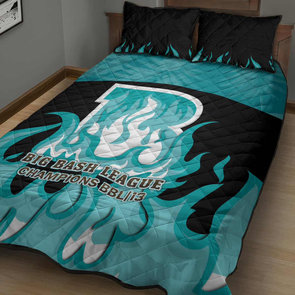 Personalised BBL Brisbane Heat Quilt Bed Set 2nd Champions 2024 New History