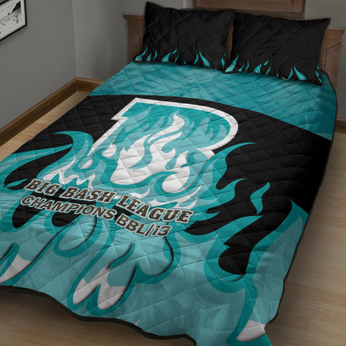 Personalised BBL Brisbane Heat Quilt Bed Set 2nd Champions 2024 New History