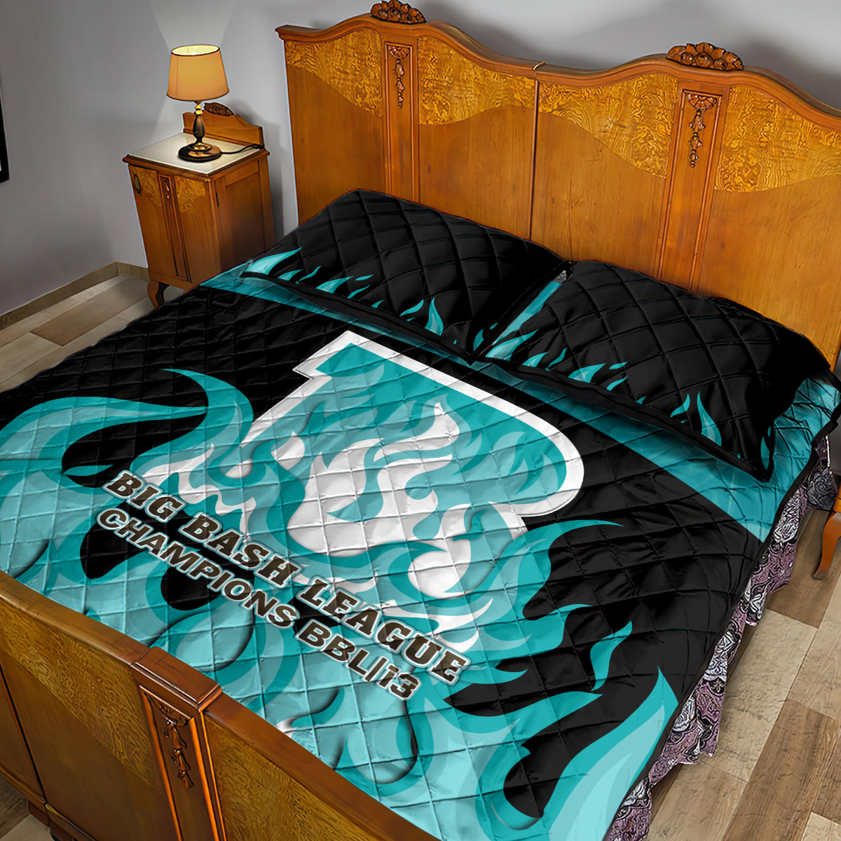 Personalised BBL Brisbane Heat Quilt Bed Set 2nd Champions 2024 New History