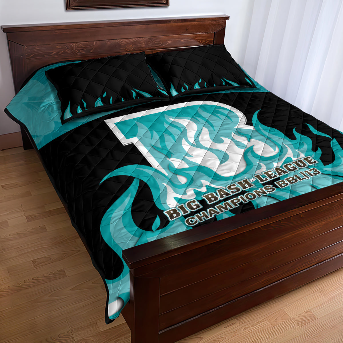 Personalised BBL Brisbane Heat Quilt Bed Set 2nd Champions 2024 New History