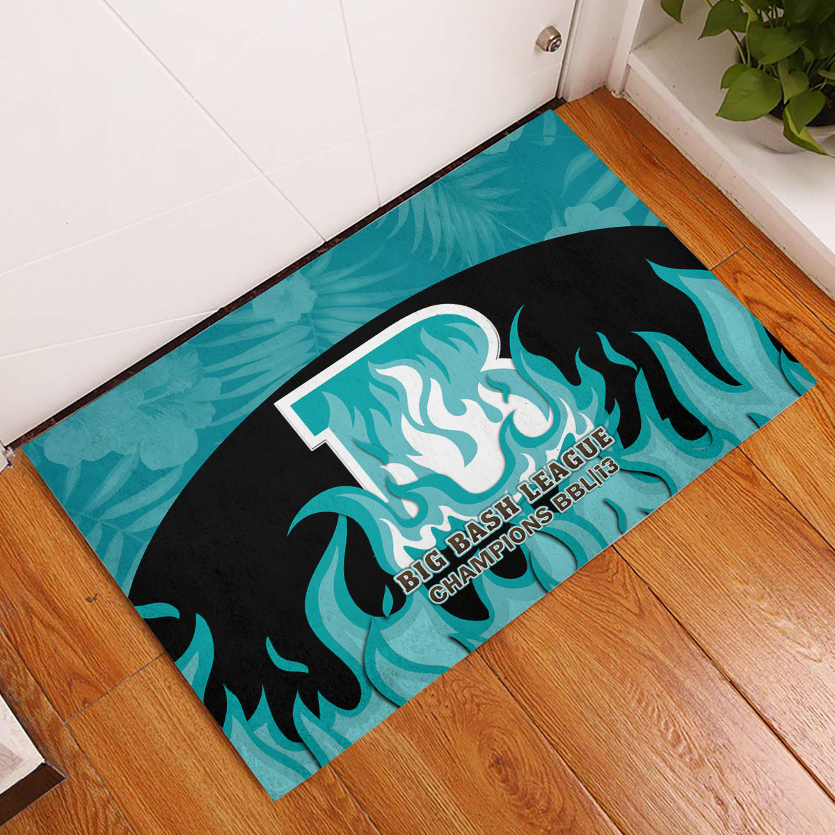 Personalised BBL Brisbane Heat Rubber Doormat 2nd Champions 2024 New History