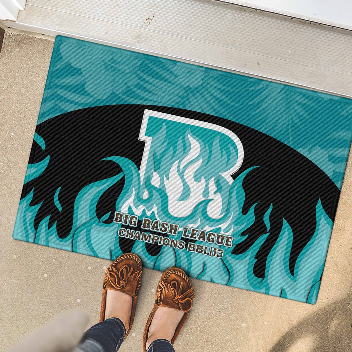 Personalised BBL Brisbane Heat Rubber Doormat 2nd Champions 2024 New History
