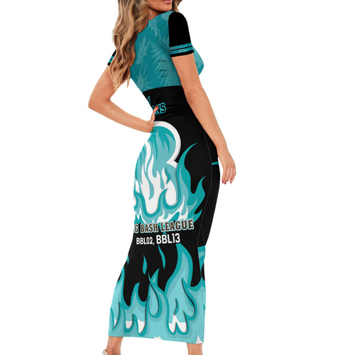 Personalised BBL Brisbane Heat Short Sleeve Bodycon Dress 2nd Champions 2024 New History