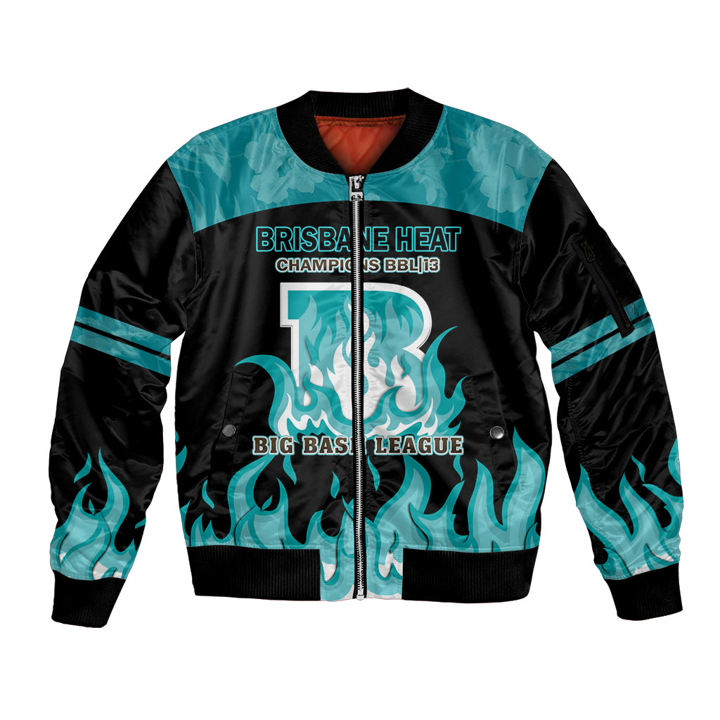 Personalised BBL Brisbane Heat Sleeve Zip Bomber Jacket 2nd Champions 2024 New History