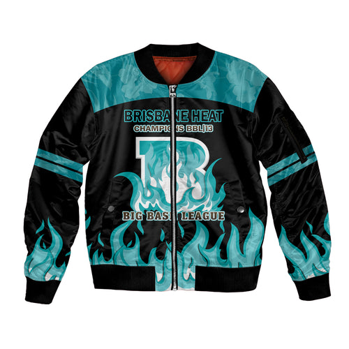 Personalised BBL Brisbane Heat Sleeve Zip Bomber Jacket 2nd Champions 2024 New History