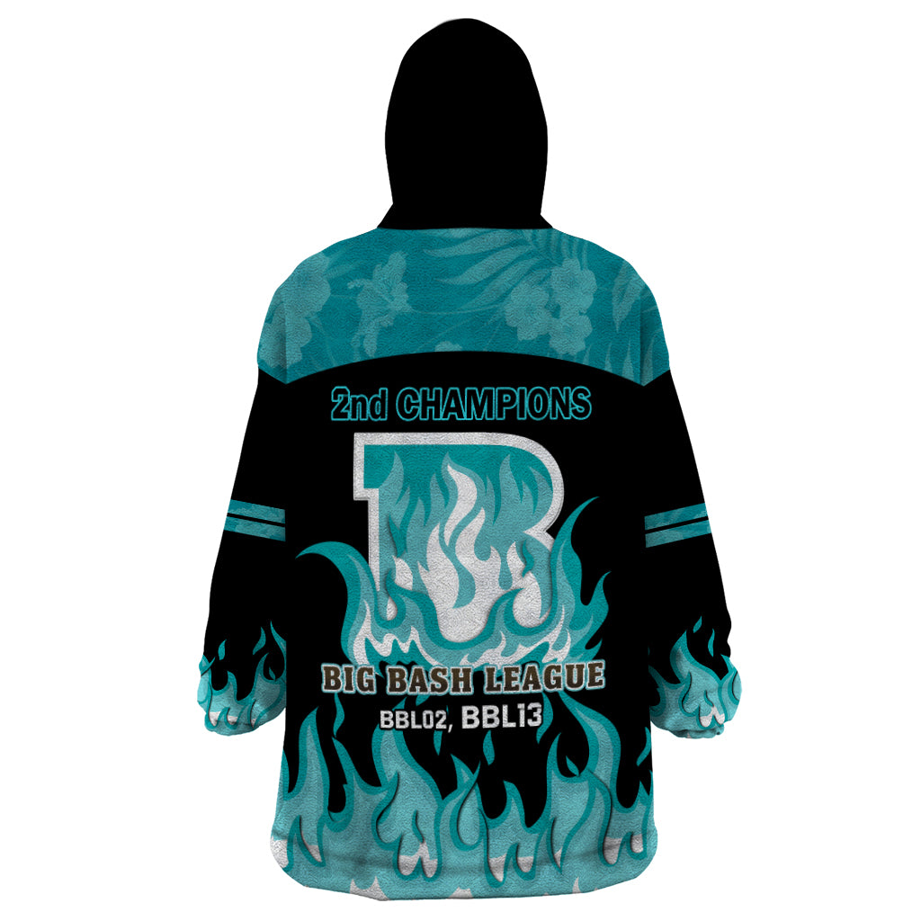 Personalised BBL Brisbane Heat Wearable Blanket Hoodie 2nd Champions 2024 New History