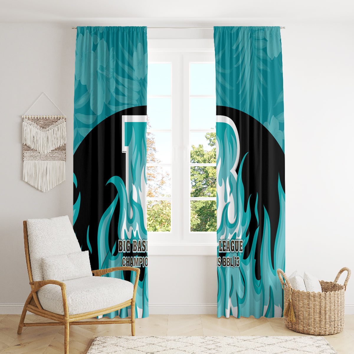Personalised BBL Brisbane Heat Window Curtain 2nd Champions 2024 New History