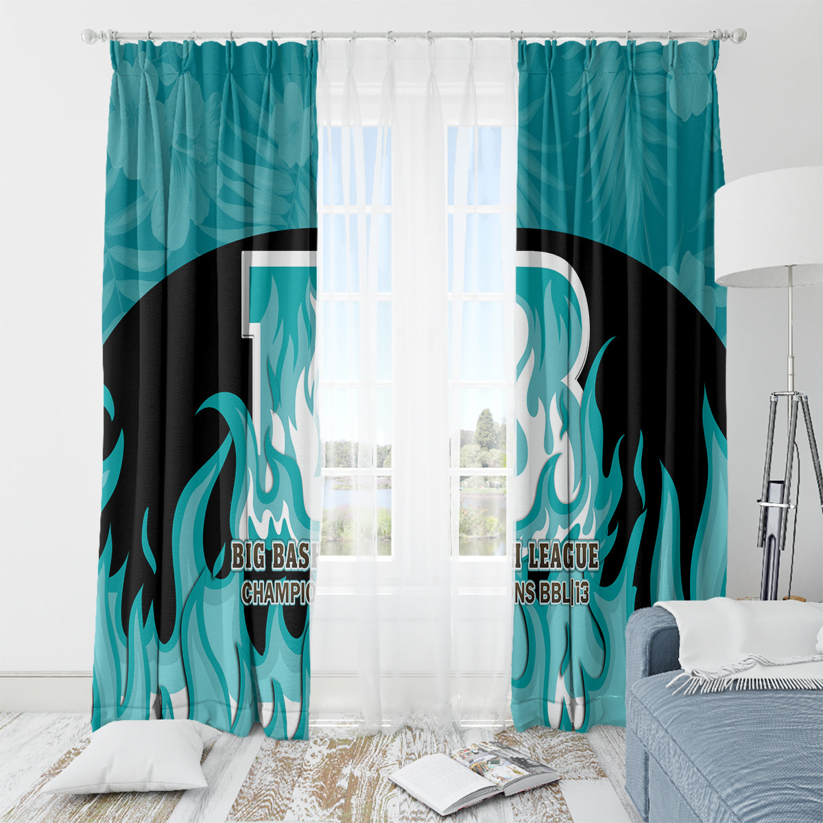 Personalised BBL Brisbane Heat Window Curtain 2nd Champions 2024 New History