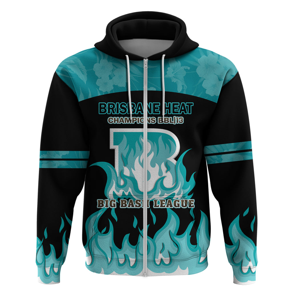 Personalised BBL Brisbane Heat Zip Hoodie 2nd Champions 2024 New History