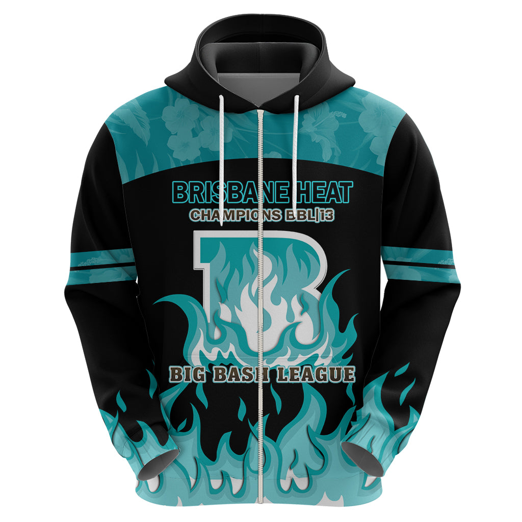 Personalised BBL Brisbane Heat Zip Hoodie 2nd Champions 2024 New History