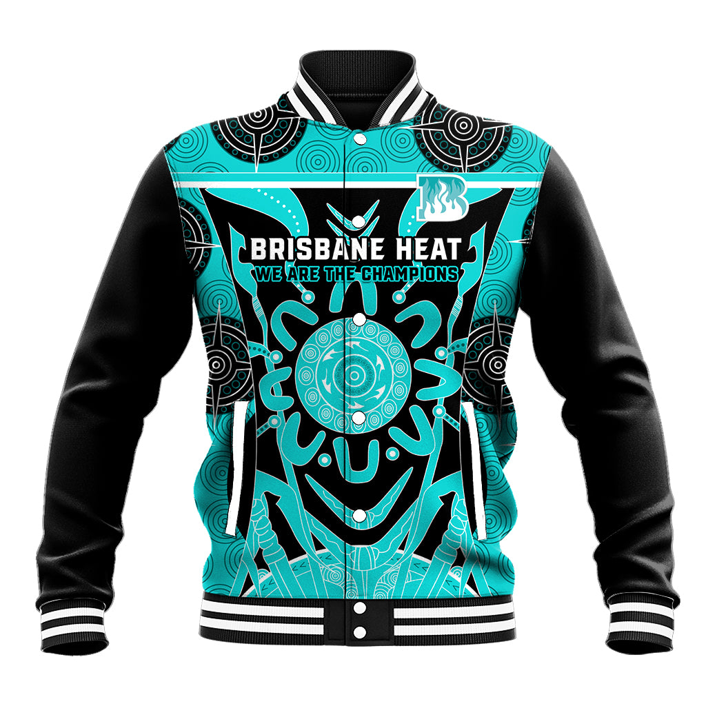 Custom Brisbane Heat Baseball Jacket We Are The Champions Aboriginal Art