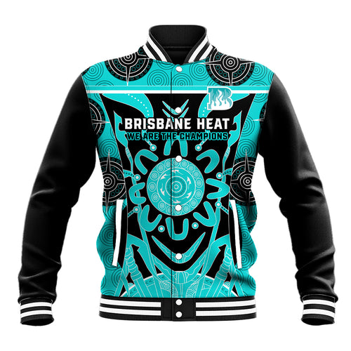 Custom Brisbane Heat Baseball Jacket We Are The Champions Aboriginal Art