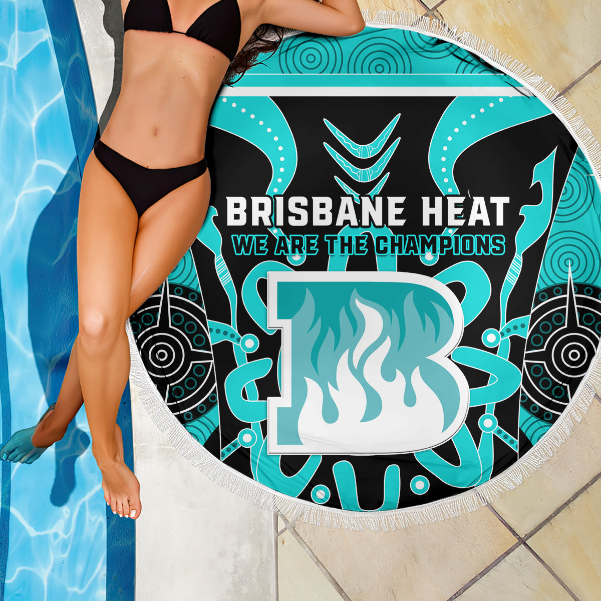 Custom Brisbane Heat Beach Blanket We Are The Champions Aboriginal Art