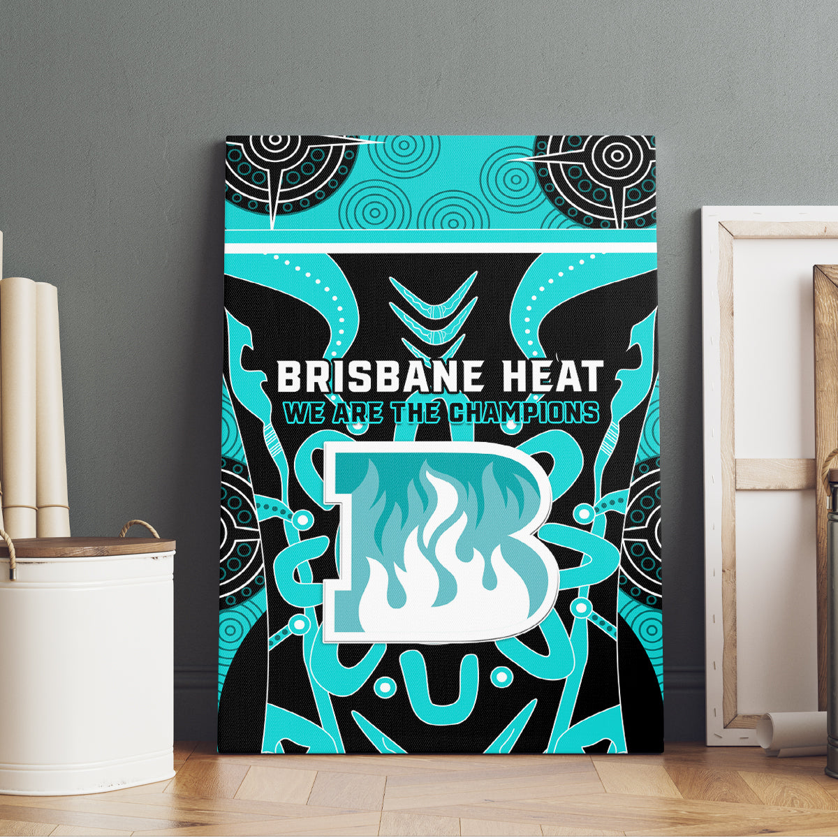 Custom Brisbane Heat Canvas Wall Art We Are The Champions Aboriginal Art