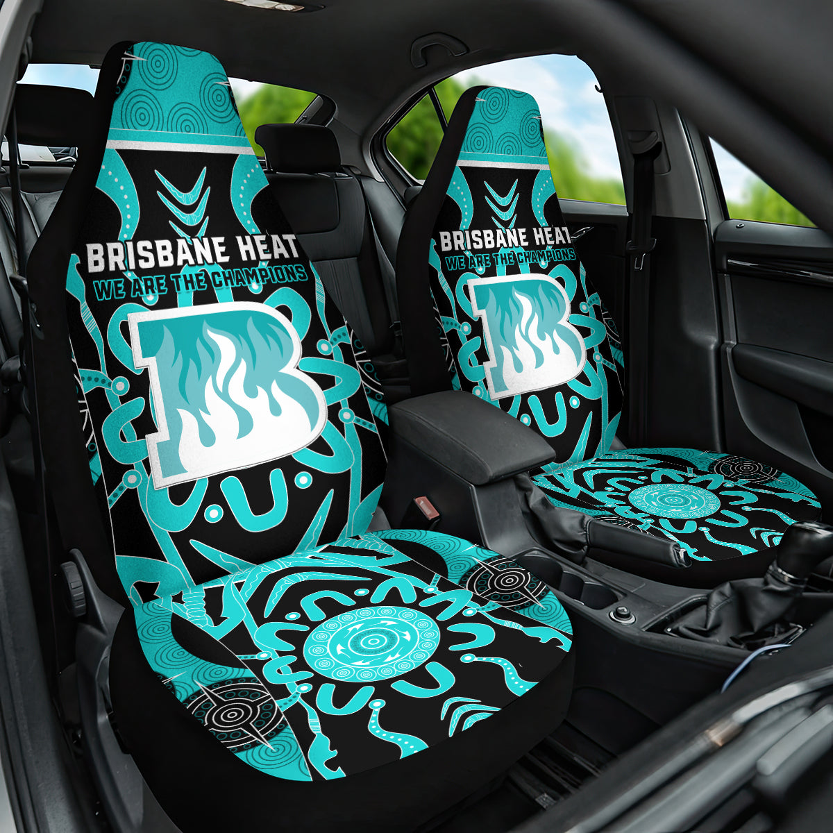 Custom Brisbane Heat Car Seat Cover We Are The Champions Aboriginal Art