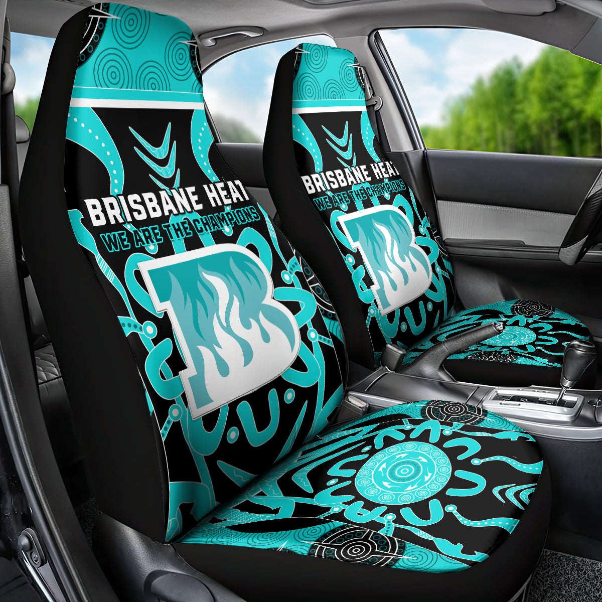 Custom Brisbane Heat Car Seat Cover We Are The Champions Aboriginal Art